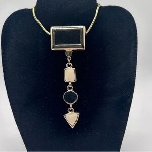 Vintage Modern Geometric Designer Brooch Black White Gold Enamel Butterf…​​​​​​​